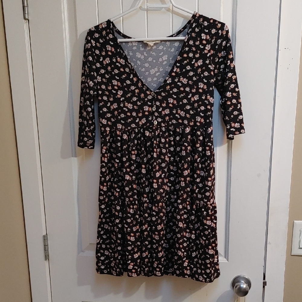 Jessica Simpson medium Casual Brown and White V-Neck Ruched Sundress